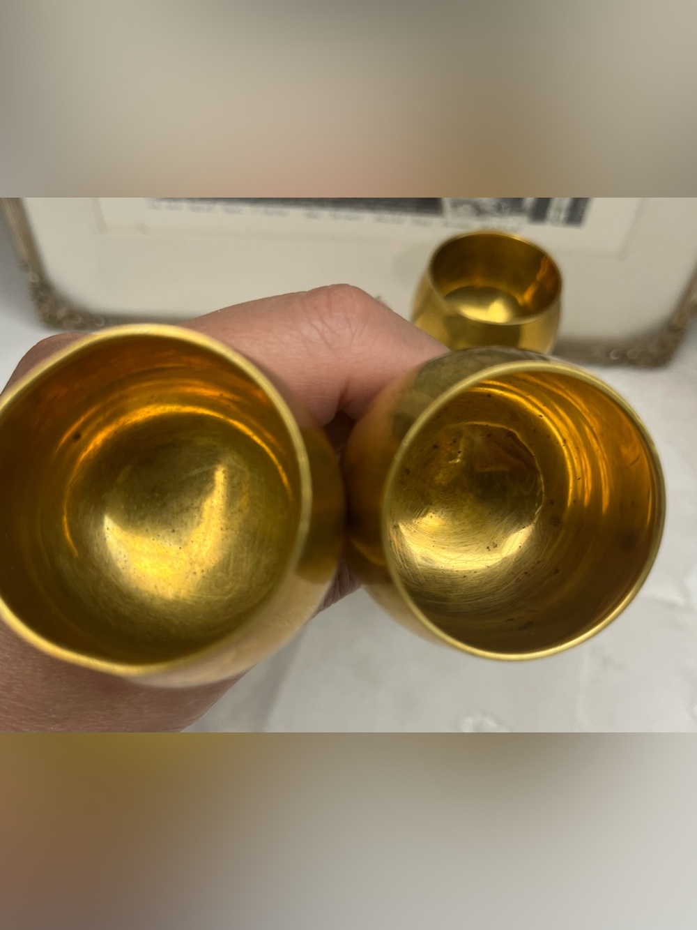 Vintage Solid Brass Wine Goblet Set of 4, Retro Barware - Picture 6 of 7